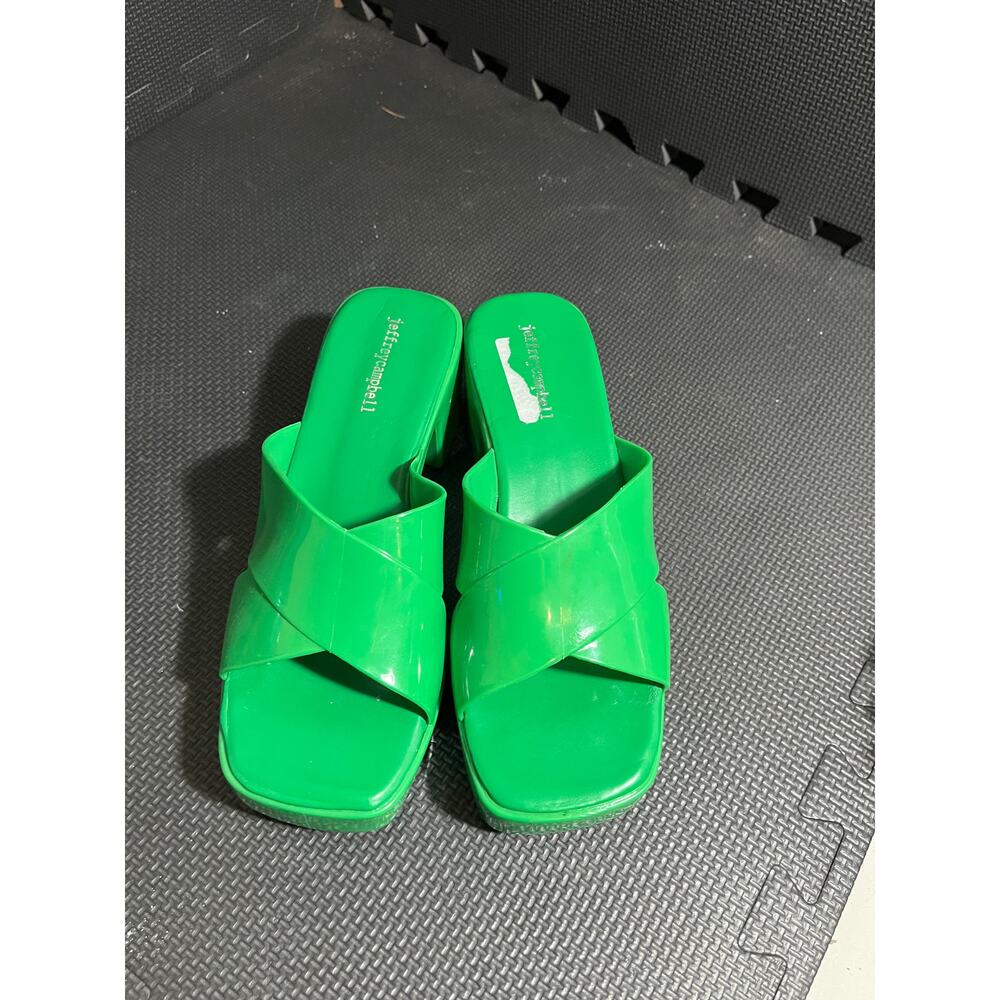 Jeffrey Campbell Bubblegum Mule Green Shiny Sandal Y2K Womens Size 8 Platform - Picture 2 of 8